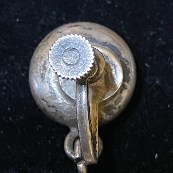 1.5" x .75" Vintage Sterling Silver Mexico Dangle Pierced Earrings - Picture 7 of 10